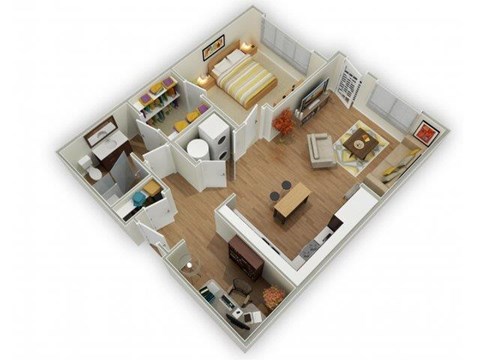 Capstone at Vallagio_Englewood CO_Floor Plan_One Bedroom One Bathroom A3